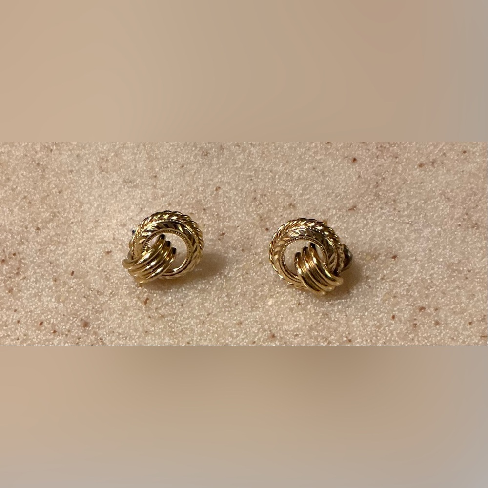 Intricate Gold Knot Earrings with Textured Design
